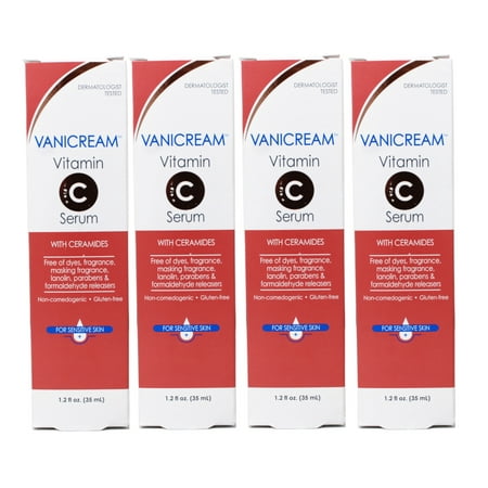 4 Pack - Vanicream Vitamin C Face Serum with Ceramides for Sensitive Skin - 1.2 fl oz