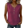 thumbnail image 2 of Xdegoge Womens Checkered Henley Tank Tops Sleeveless V Neck Shirt Partial Button Down Blouse Summer Casual Vest Classic Gingham Pattern Lightweight Fashion Tee Apparel, 2 of 7
