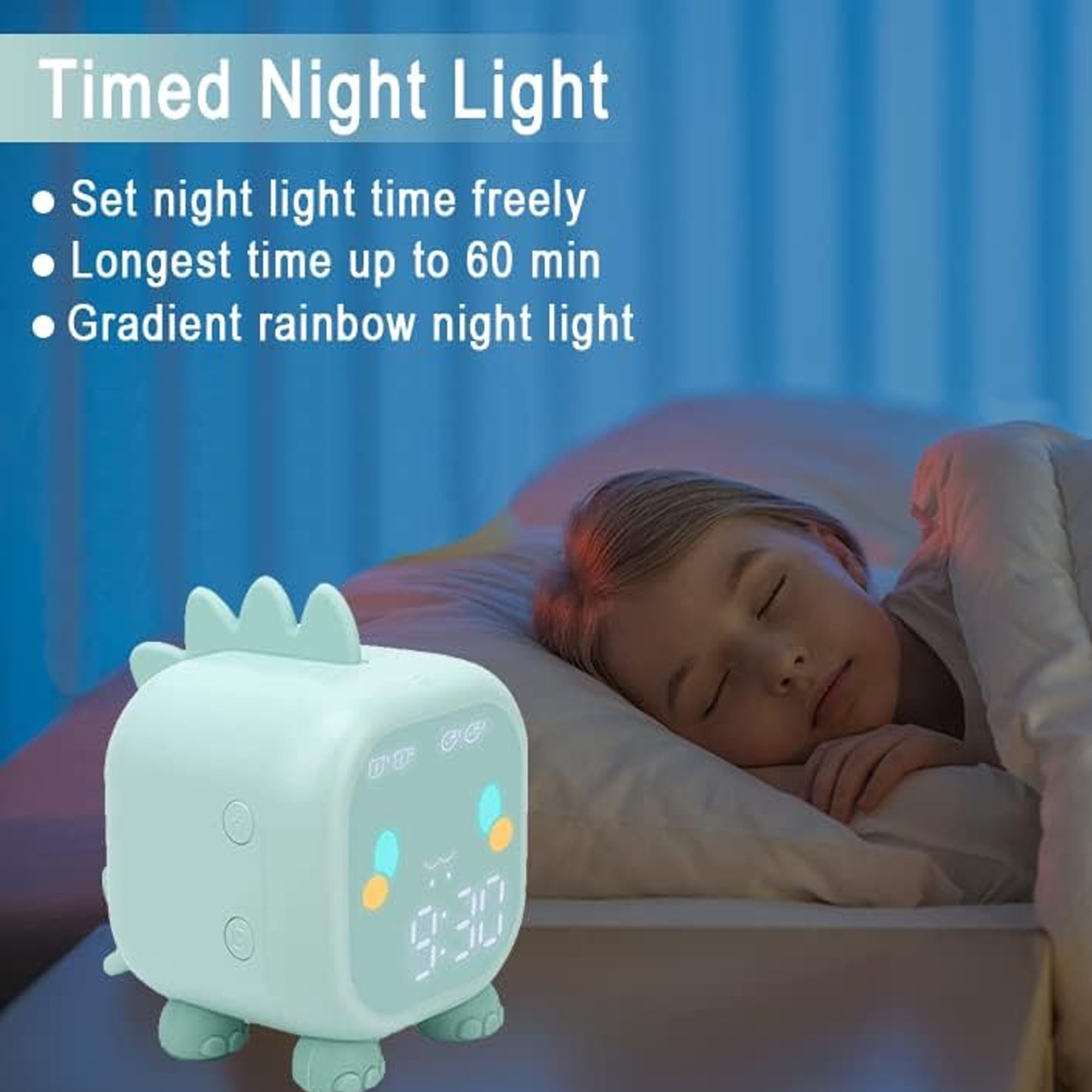 Kids Alarm Clock for Bedroom, Digital Alarm Clock for Kids, Toddler Sleep Training Clock with Night Lights, Bluetooth Digital Alarm Clock, Wake Up Light with USB for Boys Girls Birthday Gifts