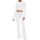 thumbnail image 4 of Conjunto de 2 piezas para mujer: top corto de manga larga y pantalones acampanados, cintura elástica, poliéster/spandex, tallas XS-L para uso informal/vacaciones, 4 of 5