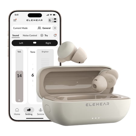 ELEHEAR-Delight OTC Hearing Aids for Seniors and Adults, AI Powered Speech Enhancement, Superior Sound Quality, Comfortable & Discreet Design, Bluetooth 5.3 and App Control, Mist White