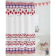 thumbnail image 3 of Blue Red Stripe Check Shower Curtain, Flowers Independence Day Shower Curtain Set with Hooks, Spring Summer Waterproof Fabric Shower Curtains for Bathroom Decor, 72x72 Inch Bath Curtain, 3 of 6