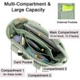 thumbnail image 4 of Multi-Pocket Tote Bag with Zipper, Canvas Japanese Handmade Handbag with Compartments, Multifunction Crossbody Shouder Bag Bag Work for Women Teen Gir, 4 of 4