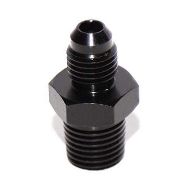 BLACK 4AN AN-4 to 1/4" NPT Male Thread Straight Aluminum Fitting Adapter