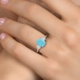 thumbnail image 4 of Gem Stone King 925 Sterling Silver Green Turquoise and White Moissanite Engagement Ring for Women | 1.96 Cttw | Oval 9X7MM | Gemstone Birthstone | Size 5, 4 of 7