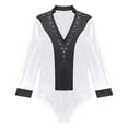 thumbnail image 5 of Alvivi Mens Shiny Rhinestone Deep V Neck Latin Tango Dance Shirt Leotard Ballroom Dance Costume White XXL, 5 of 7