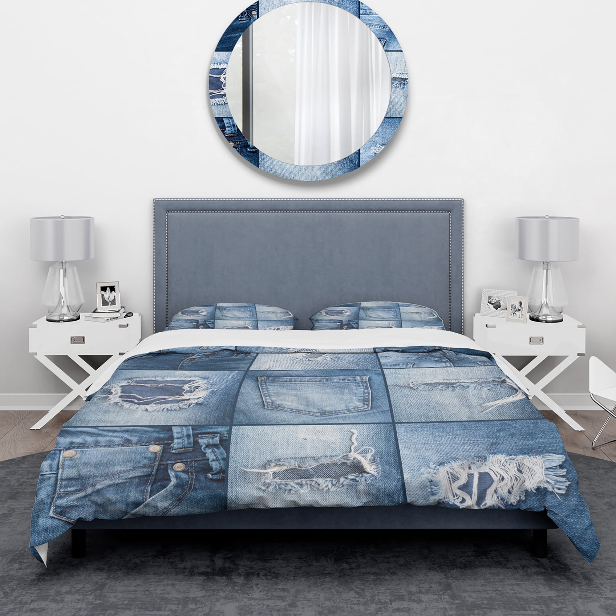 Designart 'Blue Jeans Close-ups' Modern & Contemporary Duvet Cover Set