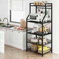 thumbnail image 6 of Whizmax Kitchen Bakers Rack, Microwave Oven Stand with 2 Large Wire Basket and Coffee Bar Station, 5-Tier Kitchen Utility Storage Shelf with 8 Hooks-Black+Black, 6 of 9