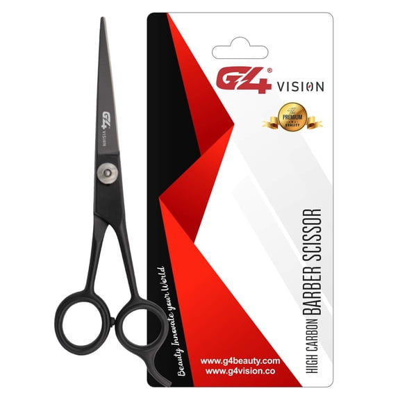 G4 Vision High Carbon Super Cut Ideal for Hair Cutting Scissors Salon Shears Razor Sharp Mustache Haircut Black (6 inch)…