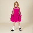 thumbnail image 7 of SuTry Girls' A-Line Mesh Dress Trendy Cozy Soft Fabric Long Sleeve Round Neck Skirt Elegant Style for Party Dance Graduation(Hot Pink,5 Years), 7 of 7