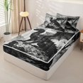 thumbnail image 2 of Metsweet Animal Dragon Zipper Twin Comforter Sets with Fitted Sheet and 2 Pillowcases, Japanese Style Zipper Bedding Set, Black White Gray,4-Piece,Black Reversible, 2 of 6