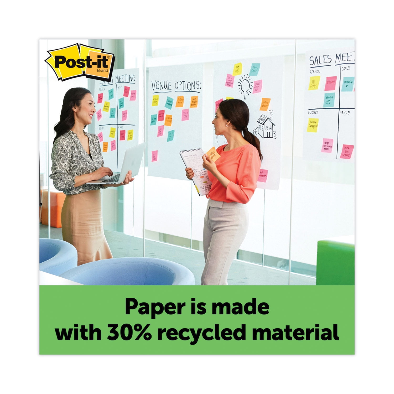 Self-Stick Wall Pad, Unruled, 20 x 23, White, 20 Sheets/Pad, 2 Pads/Pack, 2 Packs/Carton | Bundle of 2 Cartons