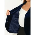 thumbnail image 5 of MODA NOVA Juniors Notched Lapel Long Sleeve Button Office Business Velvet Blazer Dark Blue M, 5 of 5
