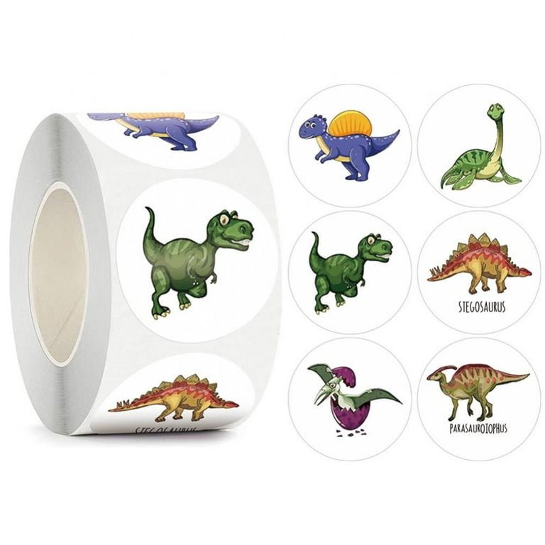 500pcs A Roll Cartoon Dinosaur Stickers Children Reward Stickers Creative Decoration/Sealing Label Sticker Stickers, Size: 1, White