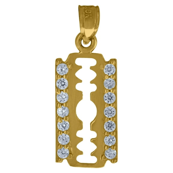10kt Yellow Gold Mens Cubic Zirconia Cubic-Zirconia Razor Charm Pendant