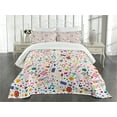 thumbnail image 3 of Ambesonne Cartoon Quilted Bedspread Set 3 Pcs, Hearts Musical Notes, King Size, Multicolor, 3 of 5