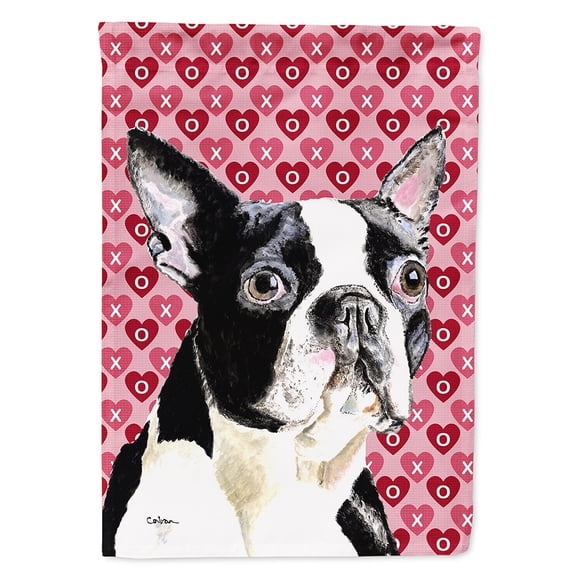 Boston Terrier Hearts Love Valentine's Day Garden Flag