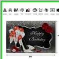 thumbnail image 5 of Toile de Fond Scintillante pour Fêtes d'Anniversaire - Design à Sequins Argent et Noir avec Talons Hauts, Verres à Champagne, Roses Rouges et Ballons - Parfait pour Cabines Photo et Décorations, 5 of 5