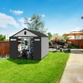 thumbnail image 3 of 8 ft x 12 ft Plastic Storage Shed with Floor, Resin Shed with Window and Lockable Door for Garden, Backyard, Tool Storage Use, Easy to Install for Lawn Equipment, Black+ Gray, 3 of 8
