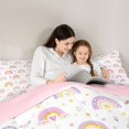 thumbnail image 4 of Manfei Cartoon Rainbow King Size Comforter Sets, Floral Love Heart Comforters King Size, White Pink, Pink Reversible, 3-Piece, 1 Comforter and 2 Pillowcases, 4 of 7