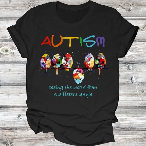 BandRole Autism Seeing The World From A Different Angle Colorful Birds Autism Awareness T-shirt