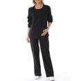 thumbnail image 3 of FOCUSNORM Women Cotton Maternity Sweatshirt Loose Solid Color Crew Neck Long Sleeve Side Zipper Pullover Tops for Fall Winter, 3 of 8