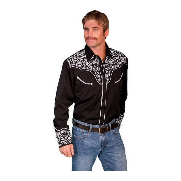 Scully P-815-BLK-S Mens Western Shirt - Black, Small