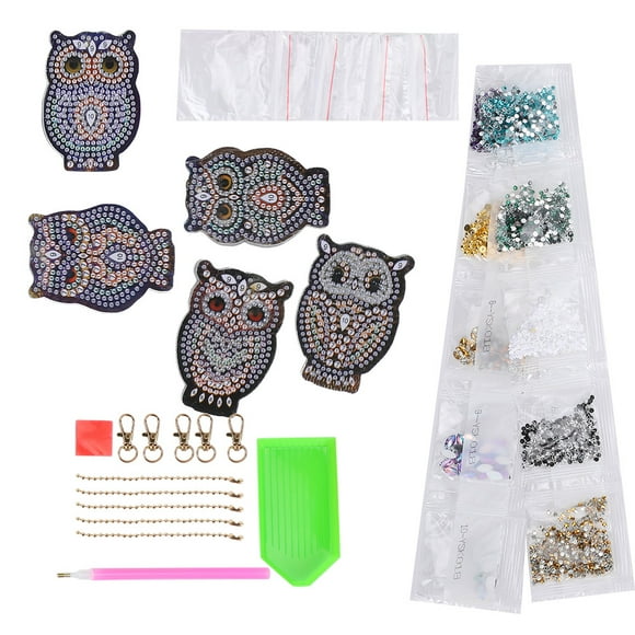 Owl Painting, 5pcs DIY Key Chains, Easy Operated For DIY Shop For DIY Lovers Key Christmas Gift Bag Decor