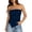 Dark Blue, variant on Irregular Slit Front Ruched Bodice Top Bodycon Strapless Crop Shirt for Night Out Strapless Bra Larger Women