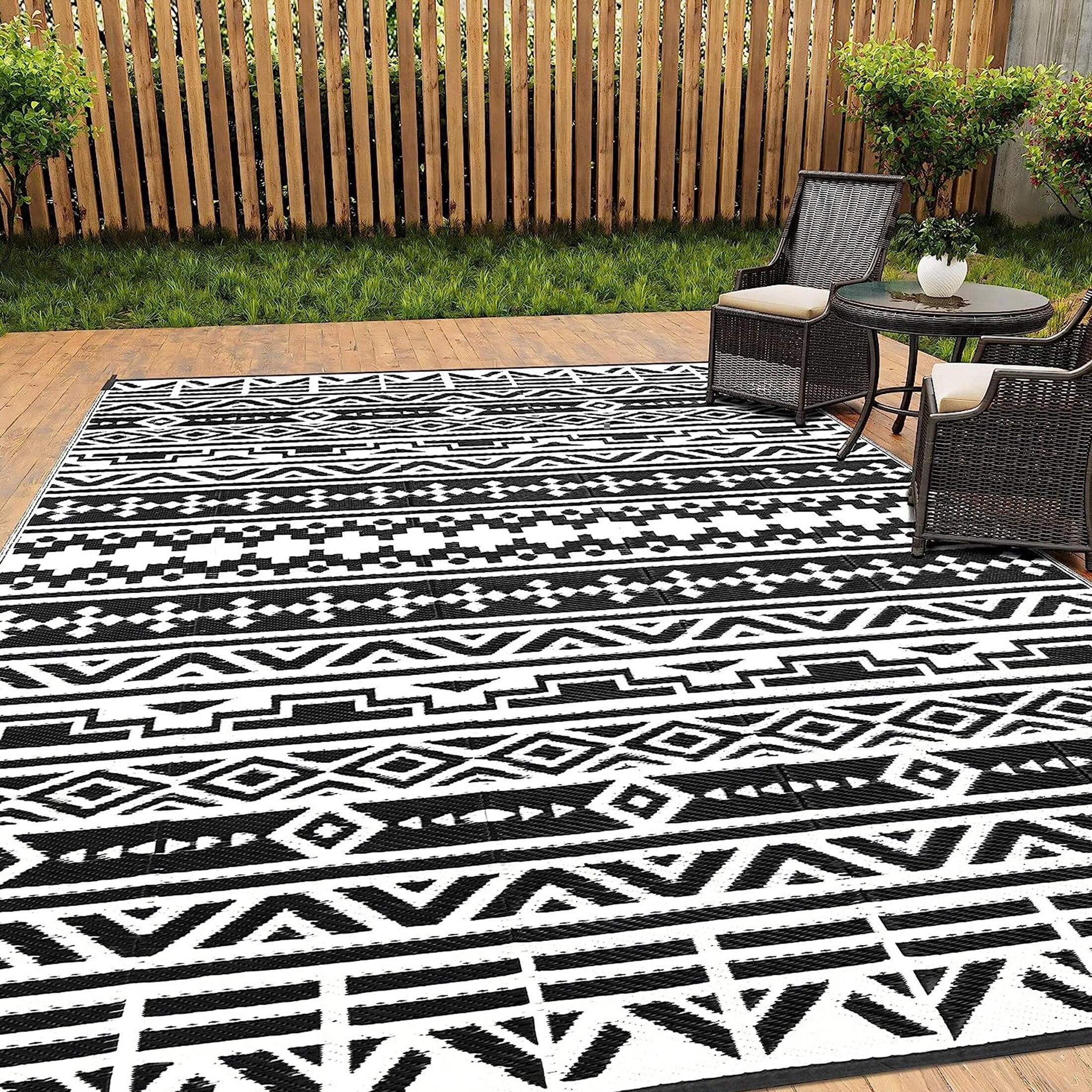 HUGEAR Outdoor Plastic Straw Rugs 6'x9' for Patios Clearance Area Rugs
