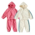 thumbnail image 2 of Chenyin 1-7T Boys Girls Fleece Tracksuit 2PCS Outfits for Kids Baby Hooded Padded Zipper Sweatshirt Tops + Jogger Pants Fall Winter Warm Set Toddler Clothes, 2 of 9