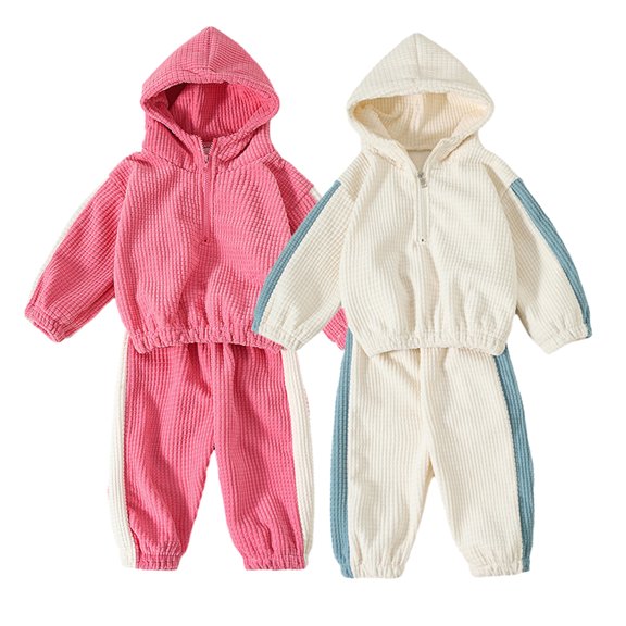 KYAIGUO Toddler Baby Girls Boys Clothes 2PCS Outfits Fleece Hoodie Sweatshirt Tops Sweatpants Fall Winter Warm Tracksuit Set for Kids 1-7 Years