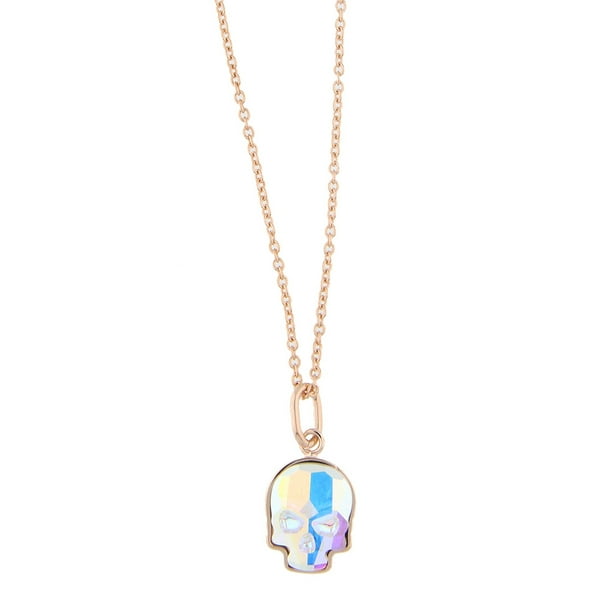 Collar para Mujer con Cristal Swarovski en forma de Calavera– Bañado en Oro Rosa14k- Collar Elegante y Brillante-Collares de Mujer de Moda- Joyería para Mujer de Moda- Regalo especial Ortiz Espinosa Temporada