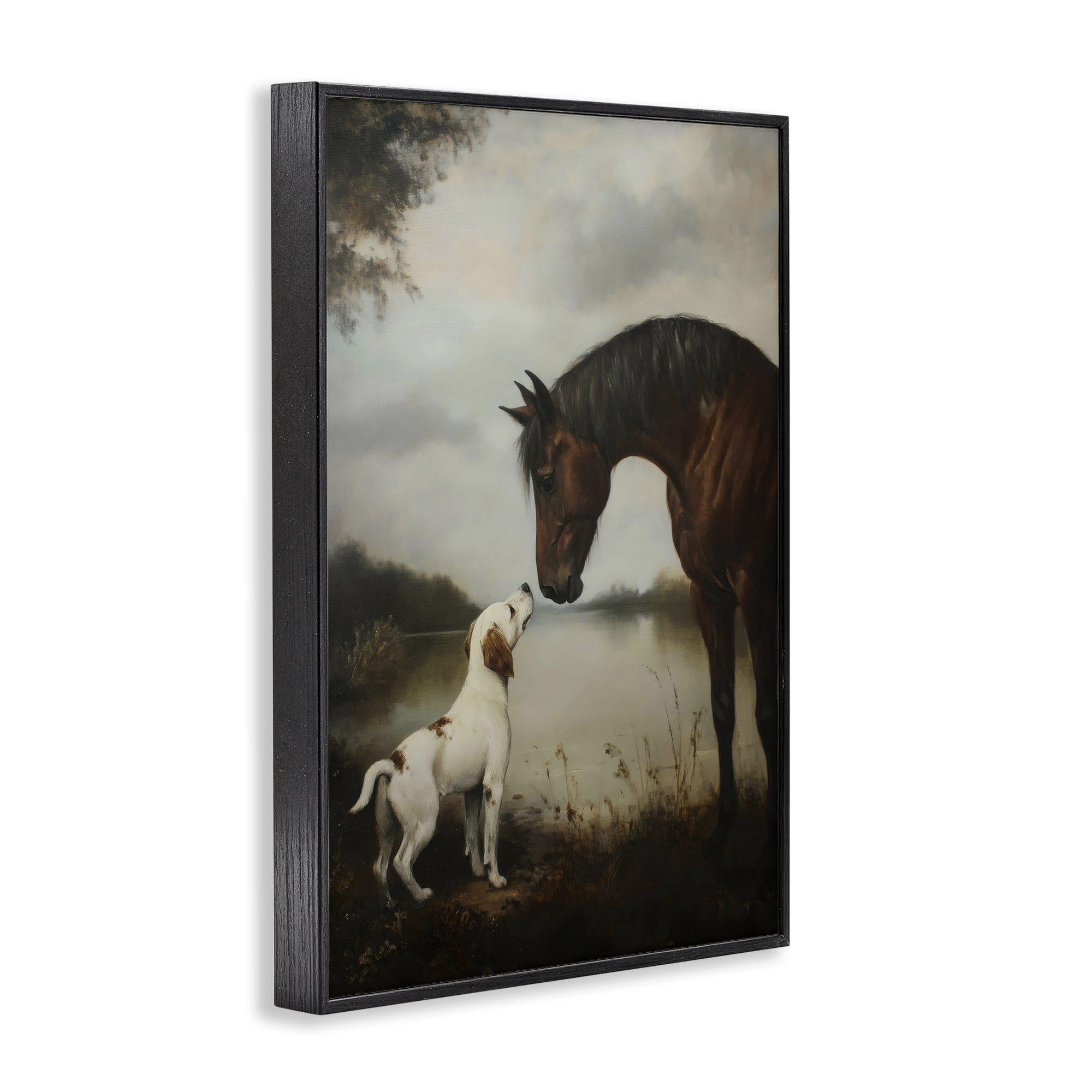 Stupell Industries Hound & Horse Companions Black Framed Giclee Art, design by Petal Prints Design