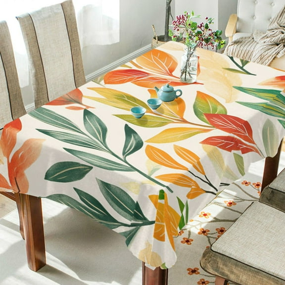 Yayeee Tablecloths 54" x 54" Rectangle Wrinkle Resistant Party Table Cover, Orange Autumn Leaves