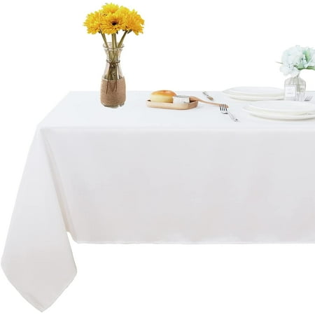 

Rectangle Table Cloth for Dinning Tables Kitchen 100% Cotton Table Top Covers 400 TC Dust Proof Linen Covers for Tables Pack of 5 Piece - White Solid 60 x 84 Inch.