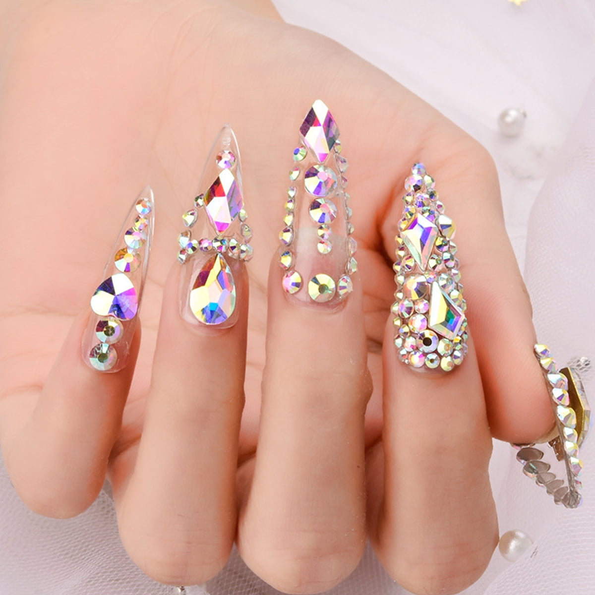 Rinstonestone for Nails, Anezus 4728Pcs Nail Gems with Crystals Rhinestones  Jewls Pickup Tool Pen for Nails, Nail Art Supplies Diamond Nails Stones for  Nails Decoration Makeup Clothes Shoes Multiple Shapes
