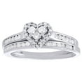thumbnail image 2 of 10K White Gold Wedding Bridal Set Princess Diamond Heart Engagement Ring 0.55 Ct, 2 of 5