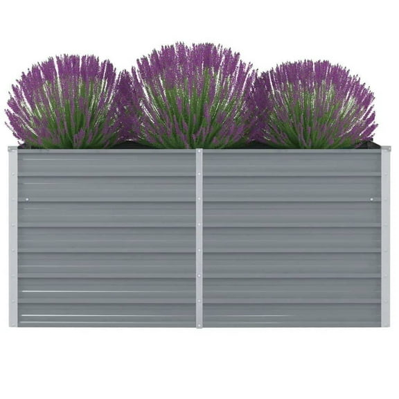 vidaXL Raised Garden Bed Flower Bed Galvanized Steel Outdoor Planter Gray