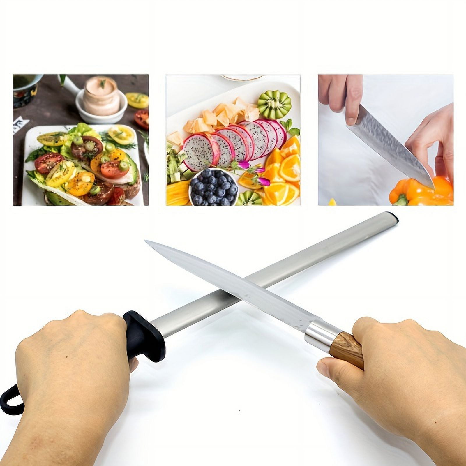 1pc 12 Inch Diamond Knife Sharpener Stick with ABS Handle - Perfect for Sharpening Chef Steel Knives - Easy to Use and Durable Kitchen Accessories