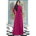 thumbnail image 3 of KOH KOH Long Sleeve Modest Fall Winter Pockets Evening Flowy Empire Waist Full Floor Length Cocktail Semi-Formal Tall Maxi Dress Gown Abaya For Women Fuchsia Magenta Pink XX-Large US 18-20 NT353, 3 of 6