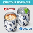 thumbnail image 4 of 12oz Stemless Wine Tumblers White and Blue Of Leopard Print Vacuum Insulated Stainless Steel Travel Tumbler Cups Mug with Lid and Straw for Champaign,Cocktail,Beer with Cleaning Brush, 4 of 5