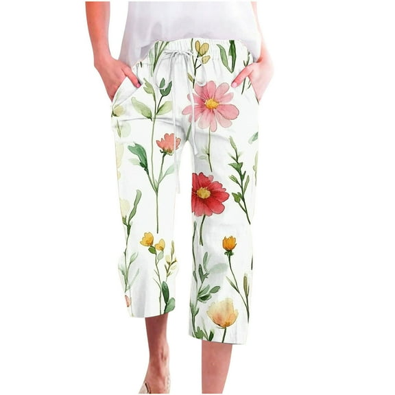 Zuesphe Summer Pants Sets Women 2 Piece Outfits Capri Pants for Women Plus Size Cotton Palazzo Pants for Women Casual Plus Baggy Cargo Pants Women Plus Size