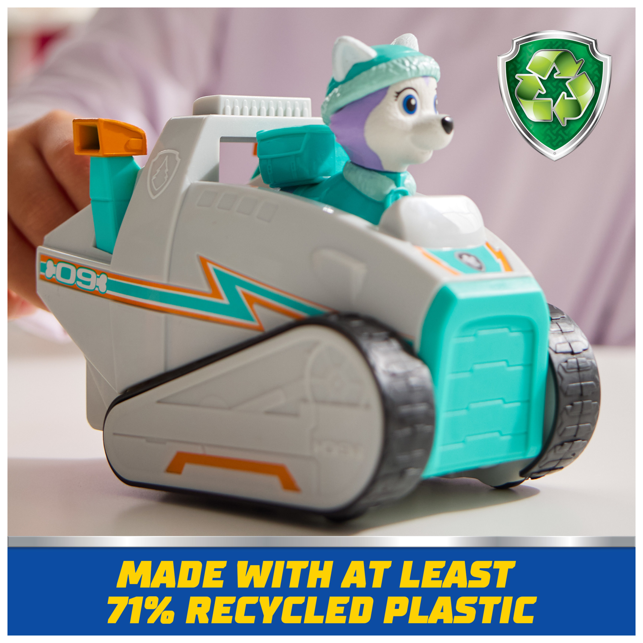 PAW Patrol Snow Plow Vehicle with Collectible Everest Figure, Sustainably Minded Toys for Kids Ages 3+