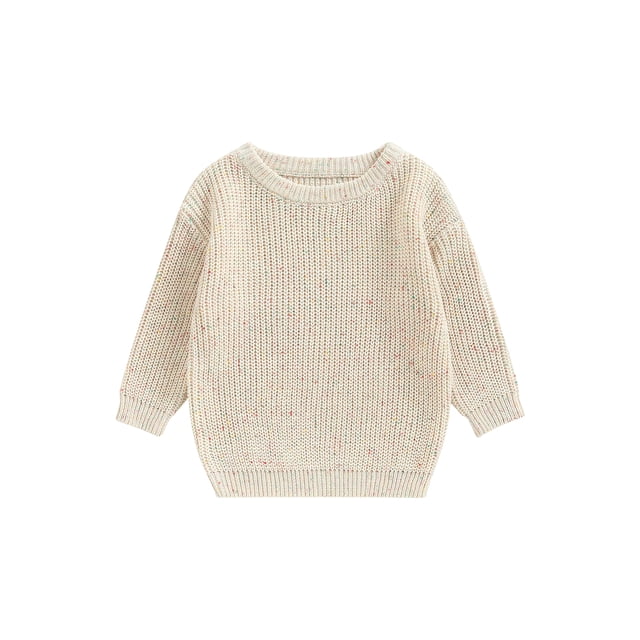 Faithtur Hauts en Tricot pour Garçons et Filles Automne Hiver Couleur Unie Manches Longues Col Rond