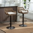 thumbnail image 3 of Tcbosik Swivel Bar Stools Set of 2, Adjustable Counter Height Bar Stools Rattan Seat Modern Kitchen Pub Bar Chair Armless Dining Chairs, Beige, 3 of 10