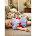 thumbnail image 3 of BemeyourBBs Newborn Baby Girl Summer Clothes Infant Baby Girl Caryfish Outfit Plaid Smoked Bubble Romper Lobster Embroidery Ruffles Short Sleeve Bodysuits Jumpsuits Playsuit, 3 of 9