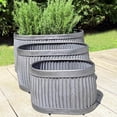 thumbnail image 3 of WHW French Country Style Oval Belly Planters, Set of 3, Gray, Galvanized Metal, Corrugated Cache Pots, 24.5, 20 and 14.5 inches, 3 of 8