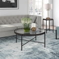 thumbnail image 7 of Pemberly Row Metal 36" Round Glass Top Coffee Table in Black and Bronze, 7 of 7