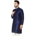 thumbnail image 4 of SKAVIJ Men's Art Silk Indian Wedding Long Kurta Regula Fit (Medium, Blue), 4 of 5